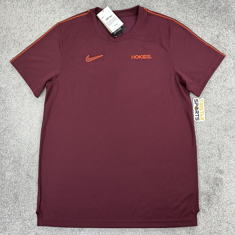 Virginia Tech Hokies Shirt Mens Large Maroon Nike Dri Fit Sideline Coaches UPF